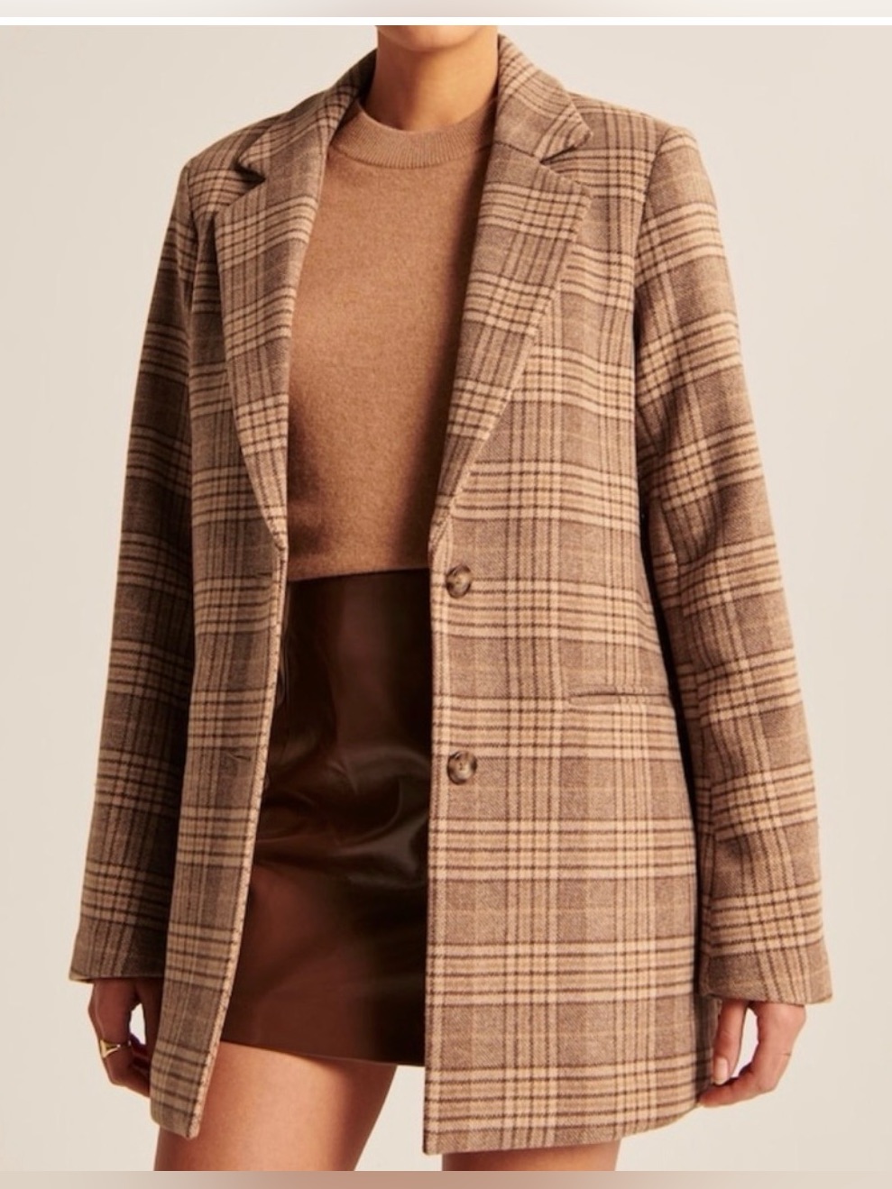 Abercrombie & Fitch Tan Plaid Blazer Jacket